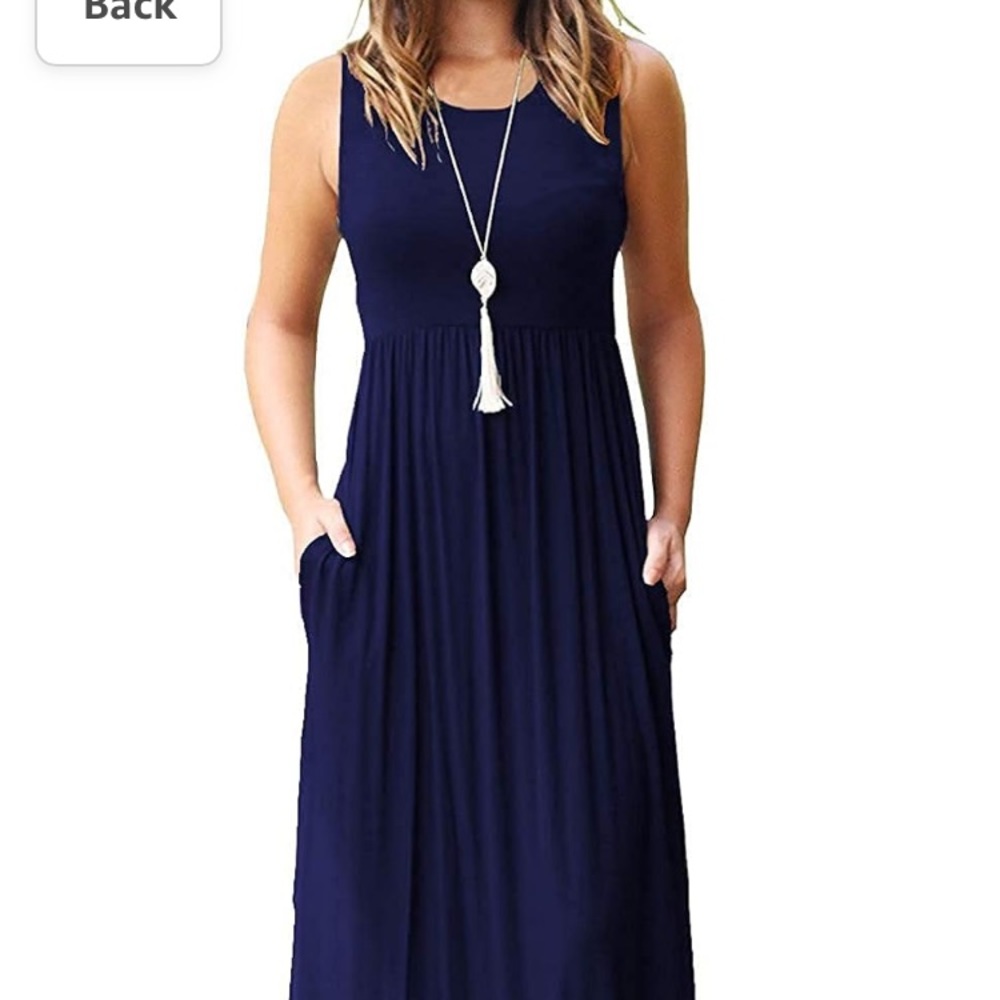 AUSELILY Women's Summer Sleeveless Loose Maxi Dress Long Dress with Pockets